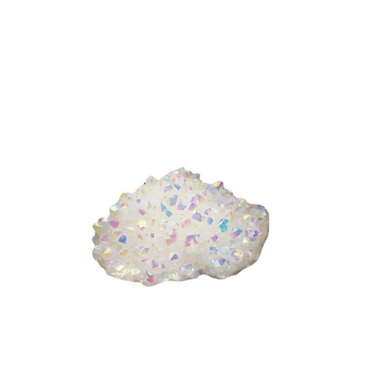 Electroplated raw white crystal stone cluster for decoration and energy healing