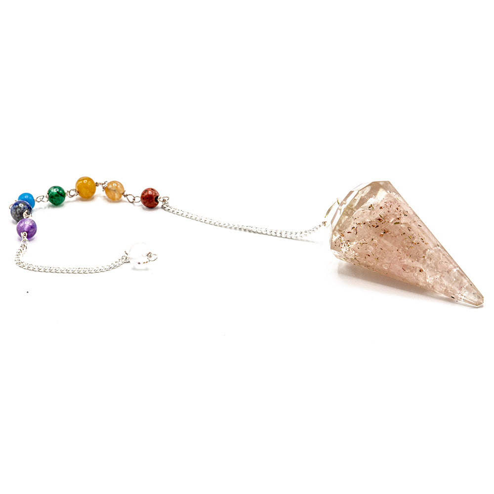 Handcrafted Rose Quartz Orgonite Pendulum for Spiritual Healing, Reiki, and Chakra Balancing