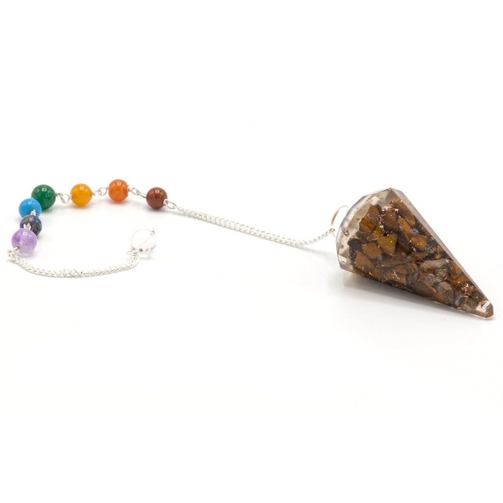 Tiger Eye Orgonite Pendulum – Grounding & Protection Tool for Energy Healing and Chakra Balancing