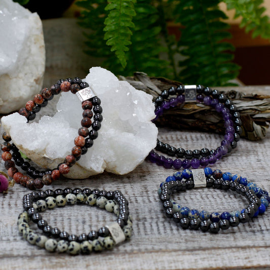 Magnetic Gemstone Bracelet - Leopard Skin