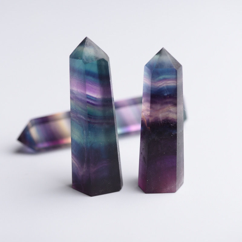 Rainbow Fluorite Crystal Column - Natural Healing Stone, 7-9 CM